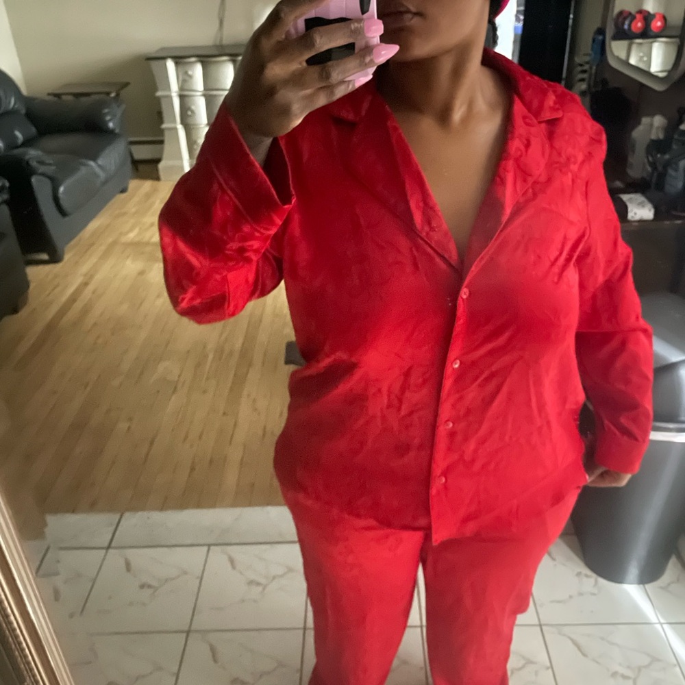 Elegant Red Women's Pajama Set
